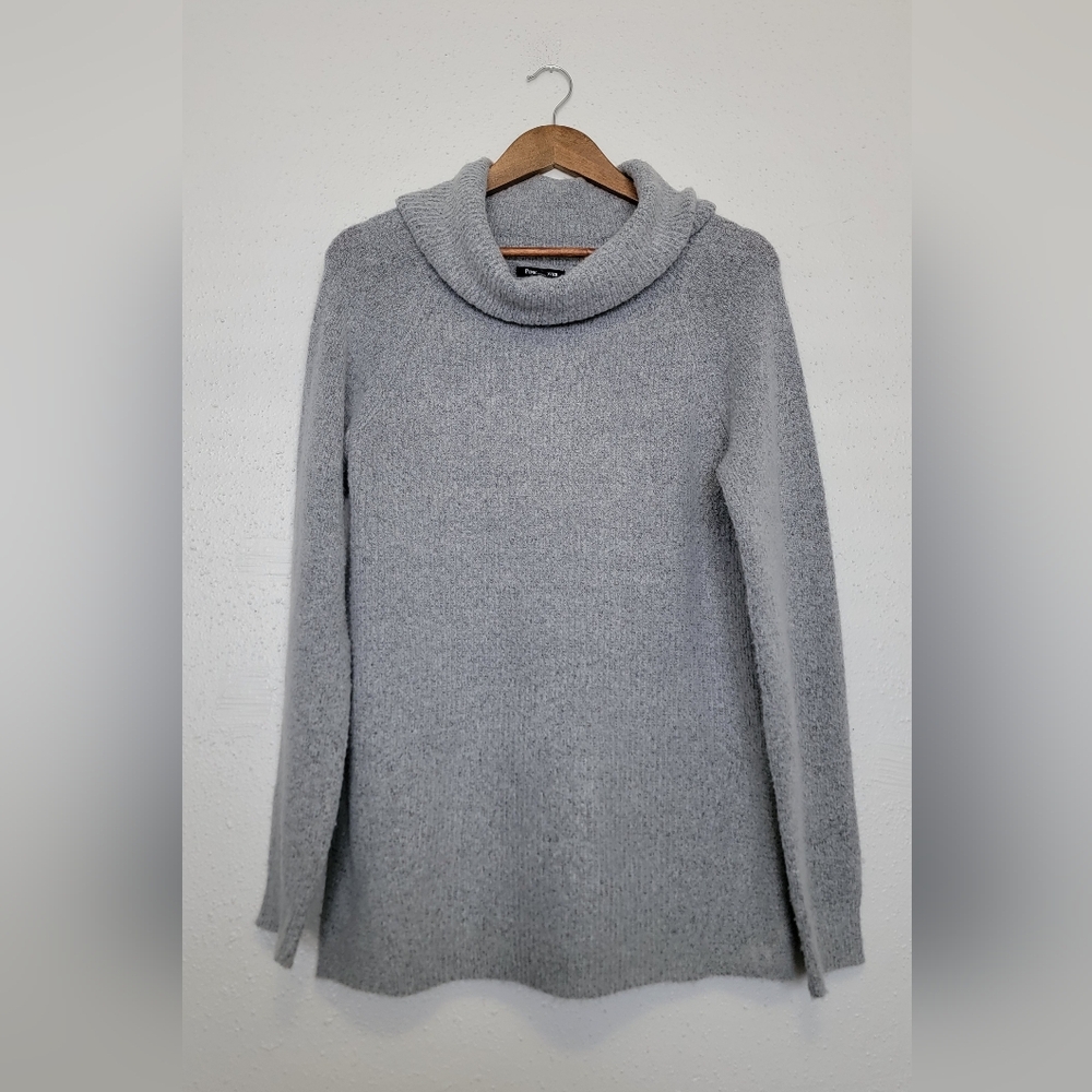 Pink Clover Gray Cozy Cowl Neck Knit Sweater